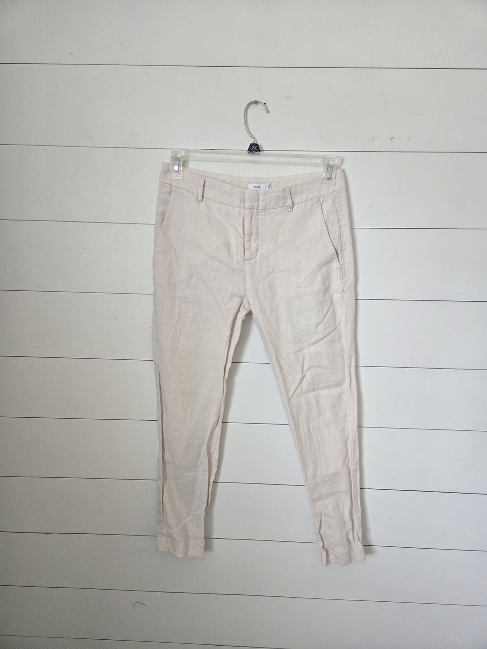 Vince Light Beige 100% Linen Trousers Sz 2